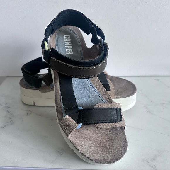 Camper Oruga Up Black Taupe Sandals Women Size 10 - Picture 5 of 15